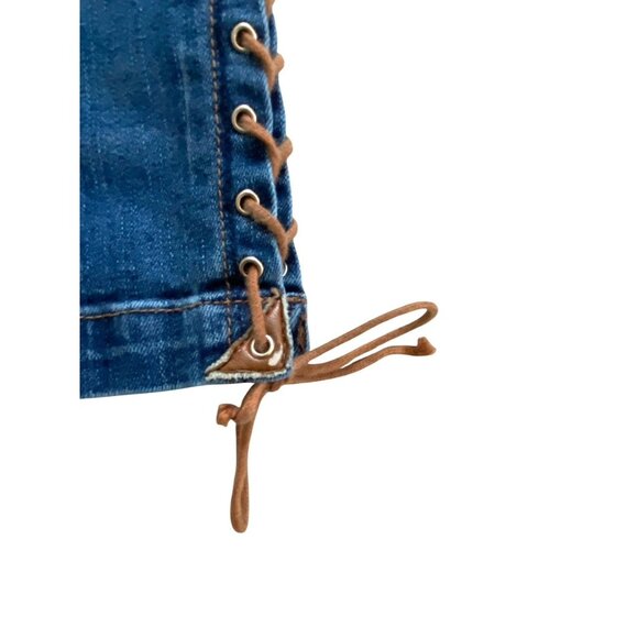 White House Black Market Womens ' The Skimmer ' Ankle Lace Up Jeans‎ Boho Size 4 - Picture 12 of 14